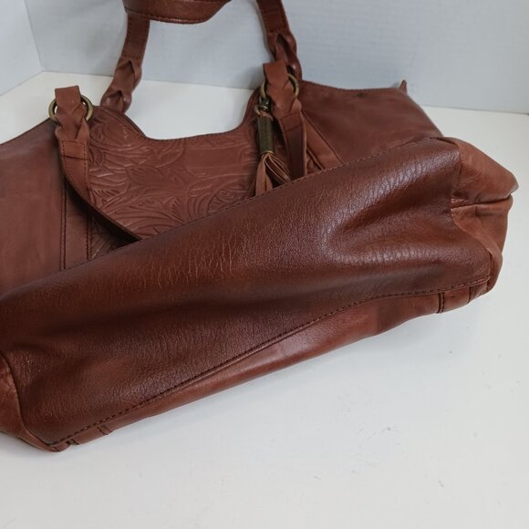 The Sak Women's Sierra Leather Tote Brown Shoulder Bag - Picture 13 of 15